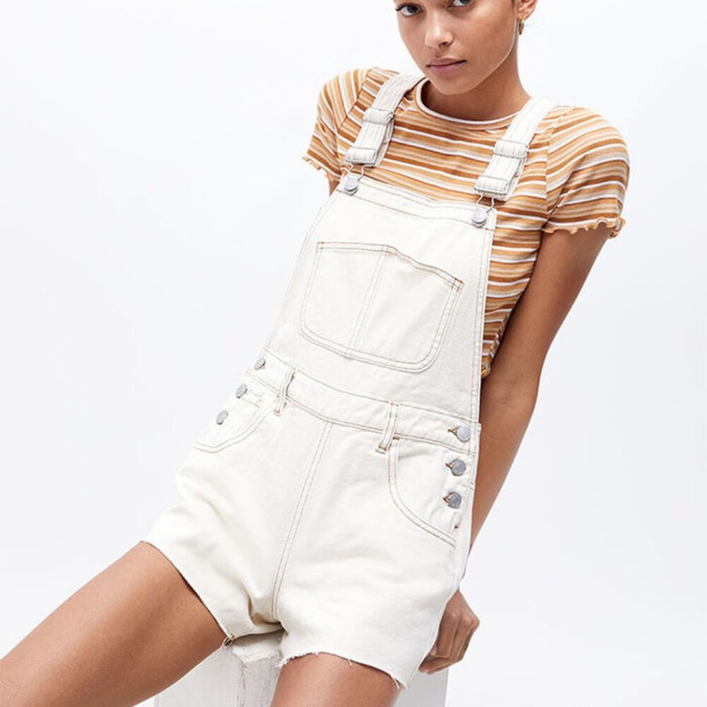 PacSun Bone Baggy Short Overalls